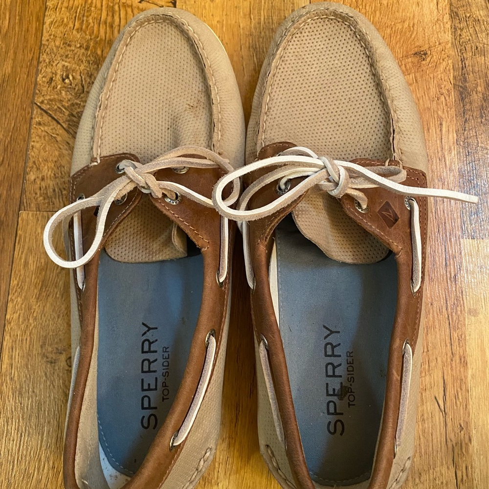 Sperry Men's Beige and Chestnut Boat Shoes